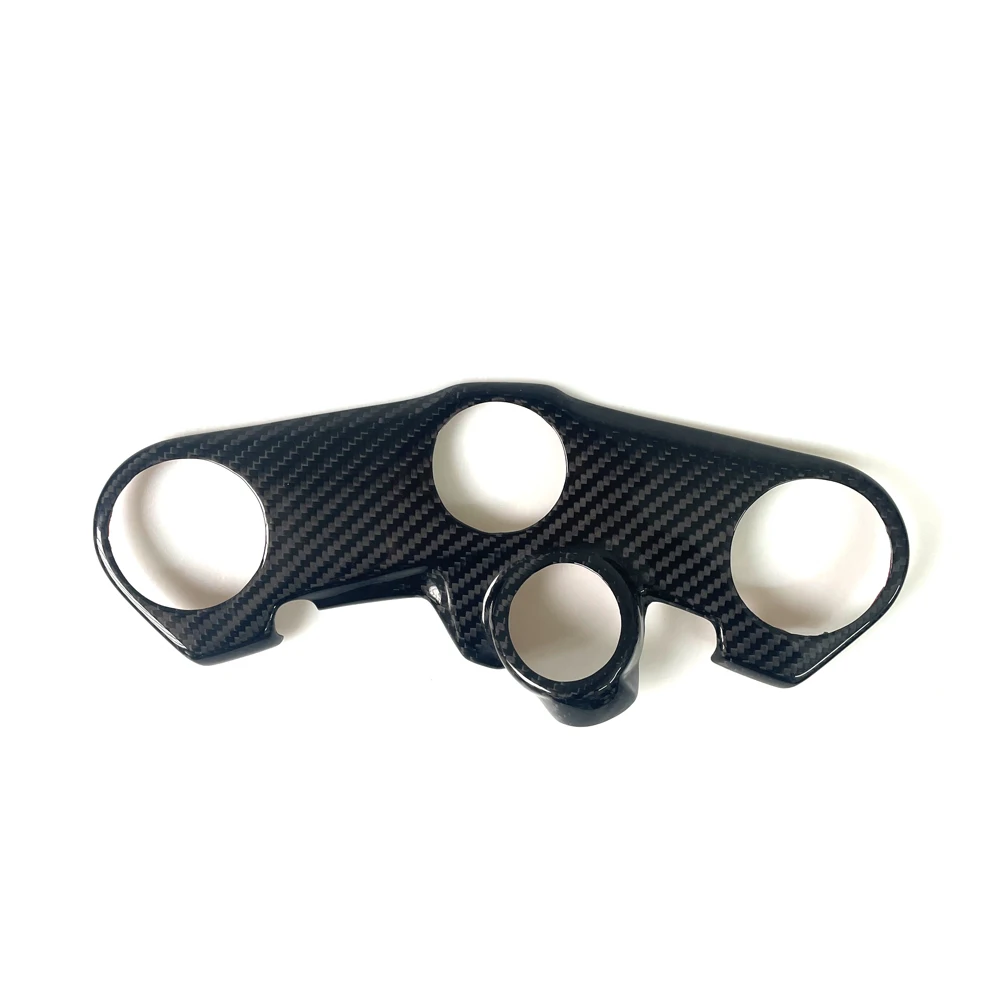 Suitable for Kawasaki ZX-6R modified motorcycle top upper connecting plate three-way 100% carbon fiber protective cover 19-25