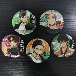 Hot Anime WIND BREAKER Figures Umemiya Hajime Suo Hayato Metal Laser Badge Sakura Haruka Fashion Decor Pins Toy Birthday Gift