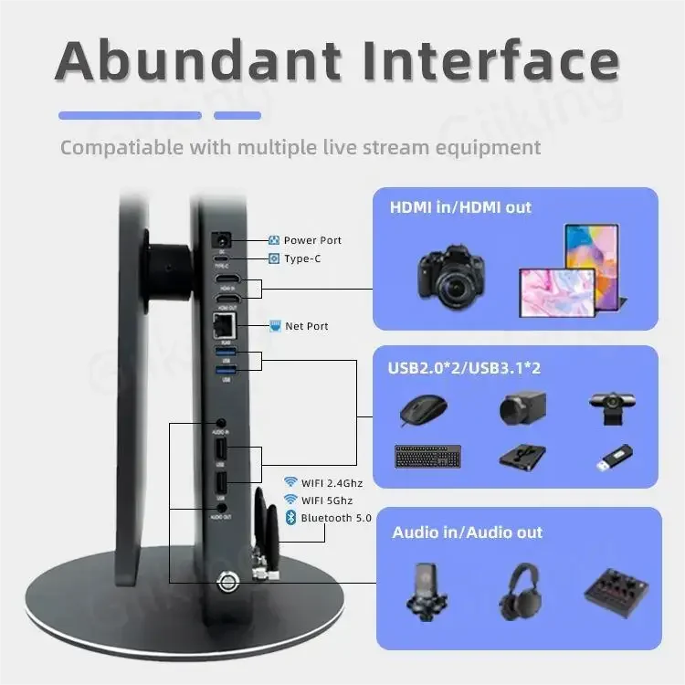 Lcd Touch Display Screen For Live Wifi Streaming Live Broadcast Equipment 360 Degree Screen Live Stream Machine