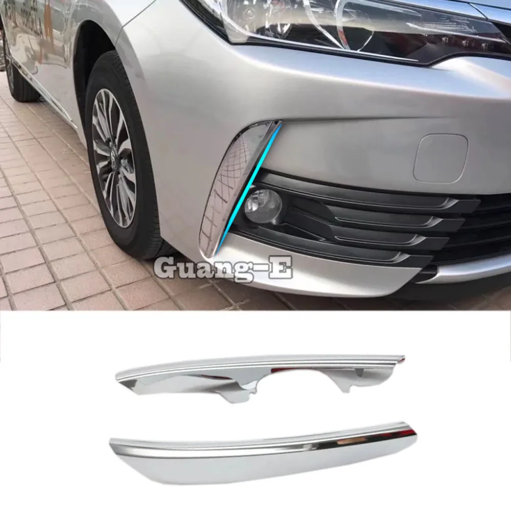 

Car Detector ABS Chrome Cover Trim Front Head Fog Light Lamp Frame Stick Eyebrow 2pcs For Toyota Corolla Altis 2017 2018 2019