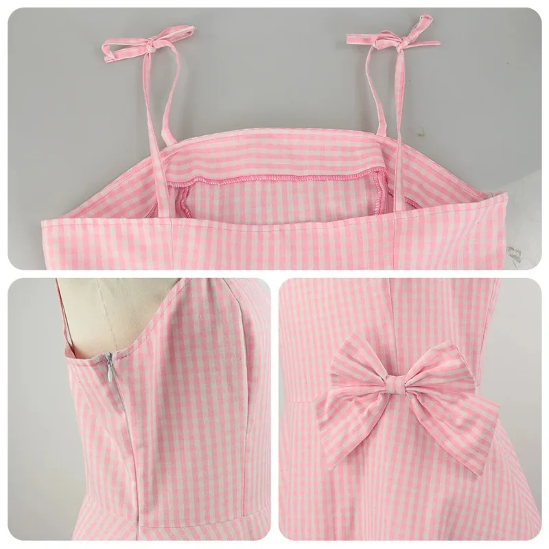 أزياء باربي لفيلم 2023 للنساء والأطفال والبنات فستان منقوش للأميرة الوردية ملابس مارجوت روبي التأثيرية أزياء حفلات الهالوين