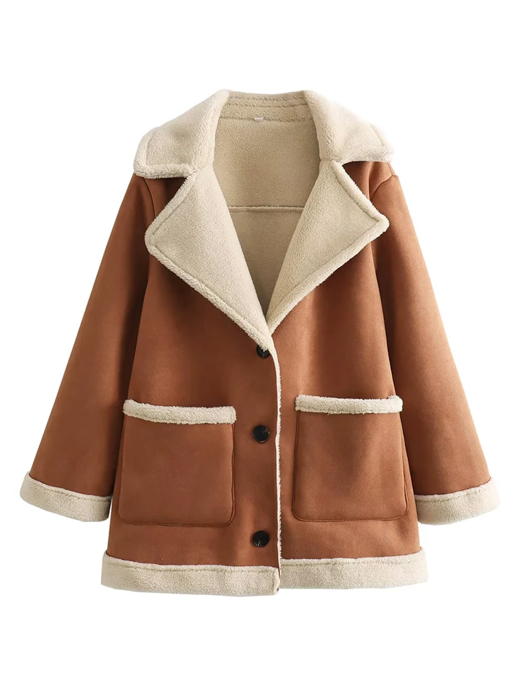 

Women's Fur Integrated Jacket 2025 New Winter Thick High-end Loose Suede Double Pocket Decoration Coat Female Maillard Coat