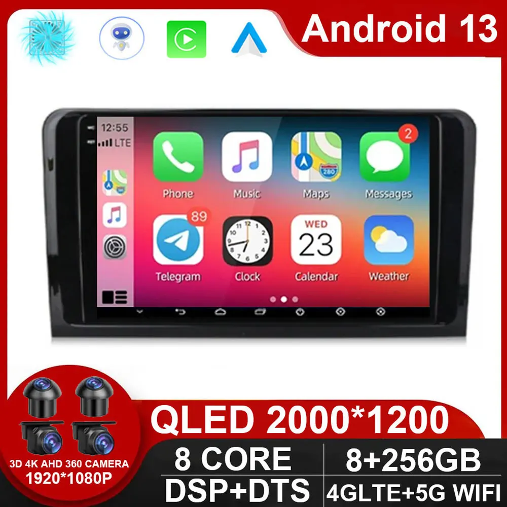 Android 14 Car Stereo 2 DIN  CarRadio For Mercedes Benz ML GL W164 ML350 ML500 GL320 X164 ML280 GL350 GL450 Auto Audio NO DVD