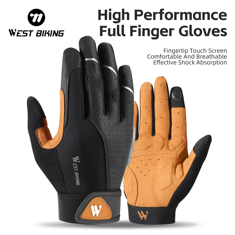 

WEST BIKING Bicycle Gloves Breathable Touch Screen Cycling Full Finger Gloves Men Women MTB Road Bike Motorcycle Sports Gloves