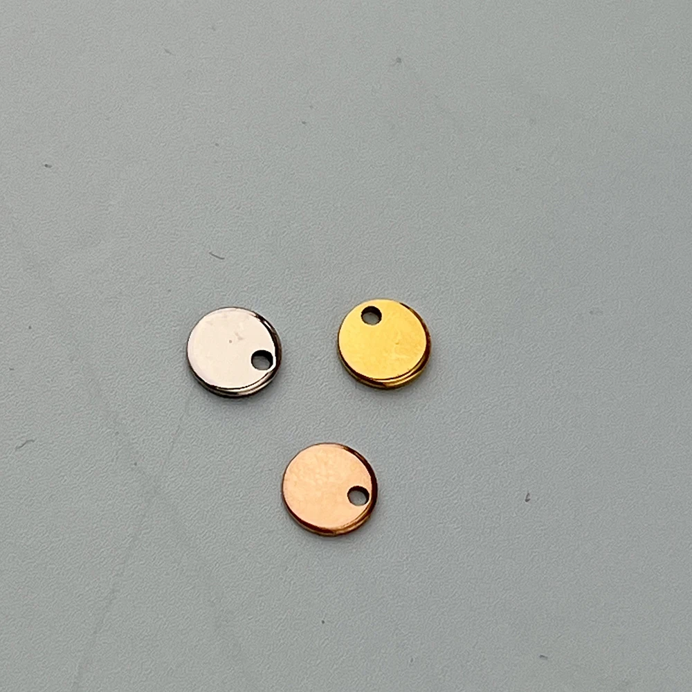 50pcs/lot 6mm mini disc Stainless Steel Tags Custom Logo Tags Free Laser Engrave mini Circle Tags Engravable Charms