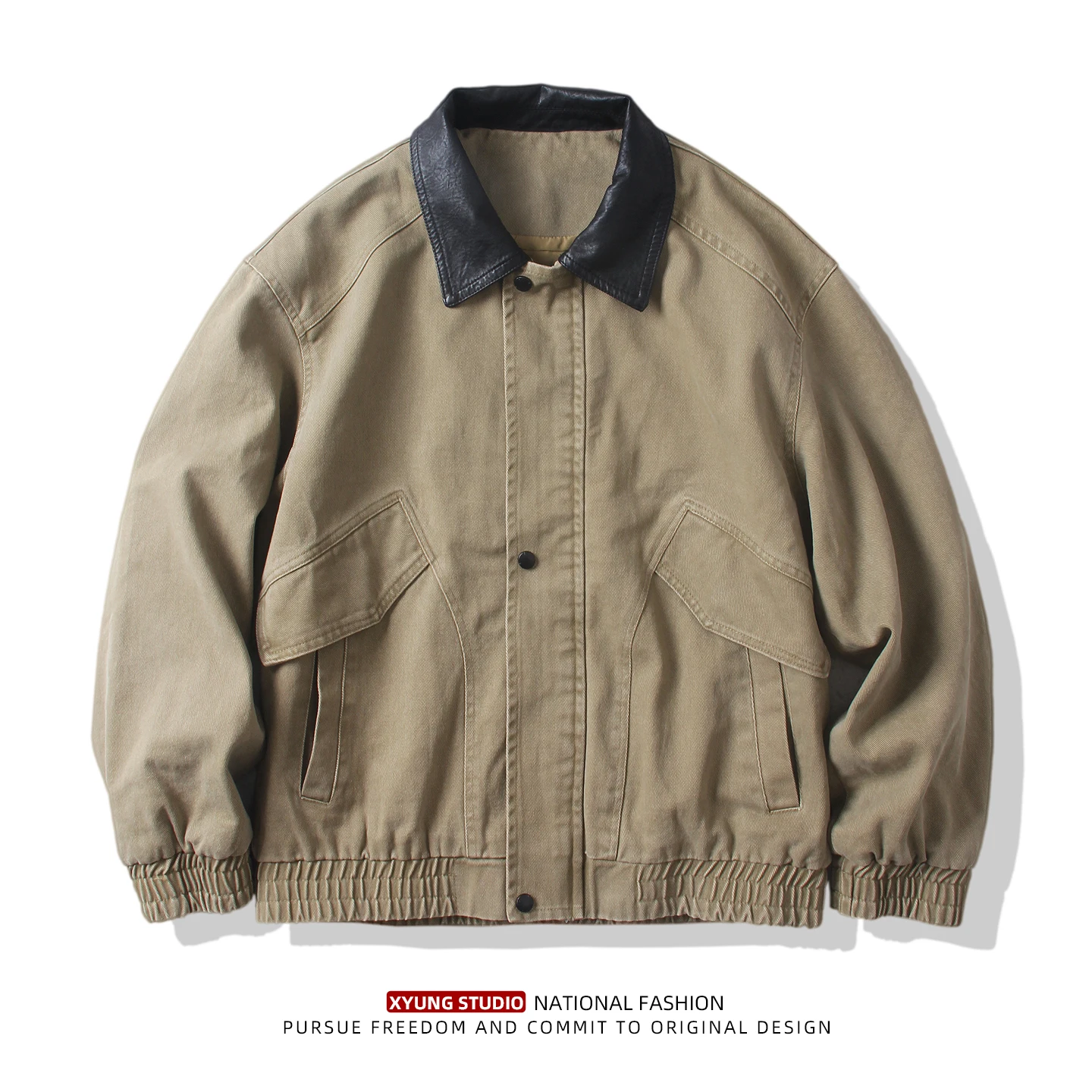 

Мужская демисезонная повседневная хлопковая рабочая куртка свободного кроя на молнии, универсальная, в стиле бейсбольной куртки