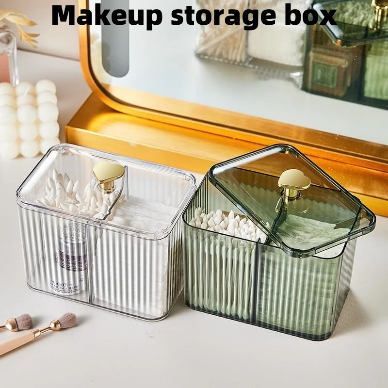 Makeup storage box Clear cotton swab box Dressing table desktop powder puff Makeup brush remover cotton lipstick box