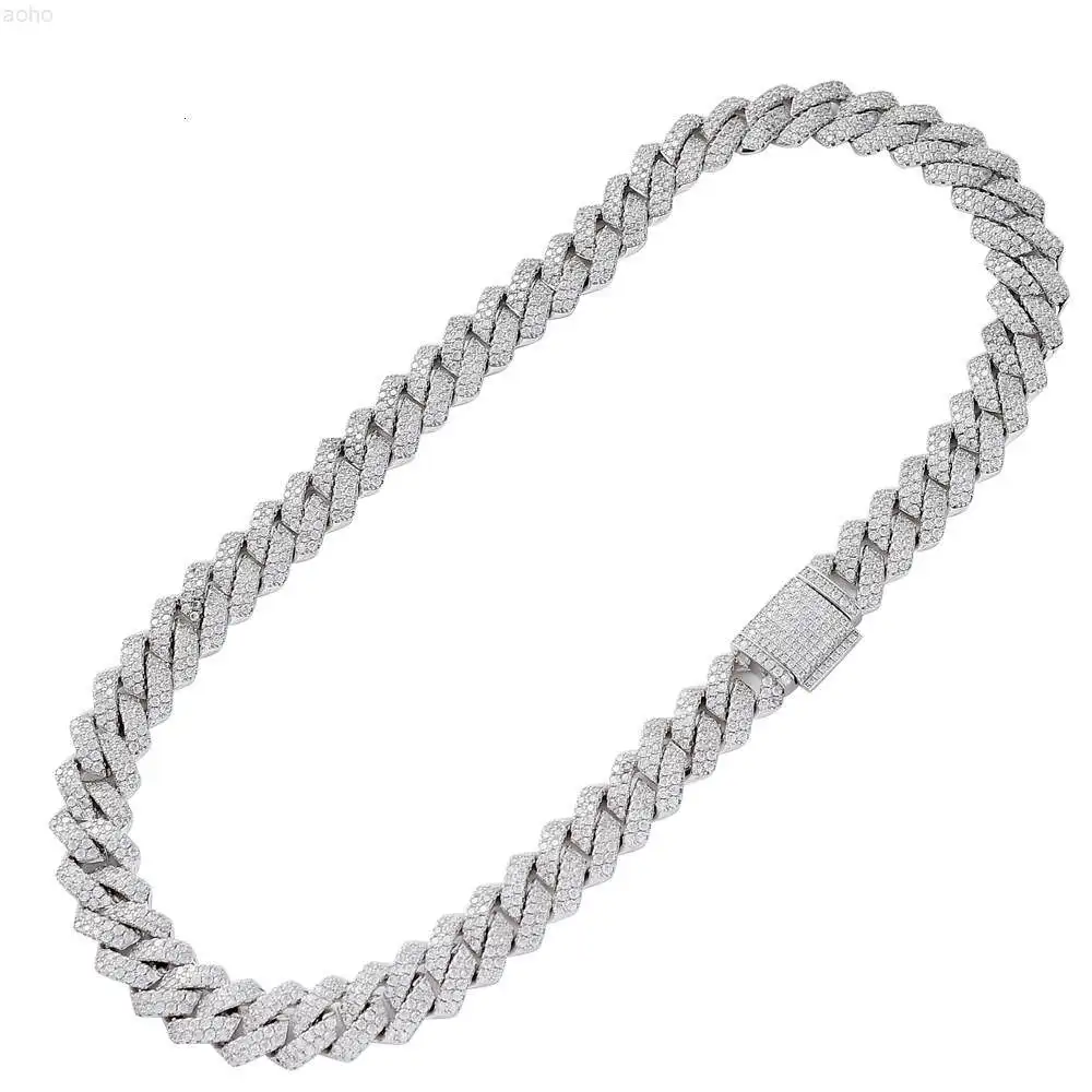 

Sale Hiphop Cuban Chain 2rows Wide 8mm/10mm/12mm/13mm/14mm/15mm/20mm Real S925 Vvs Moissanite Cuban Link Chain