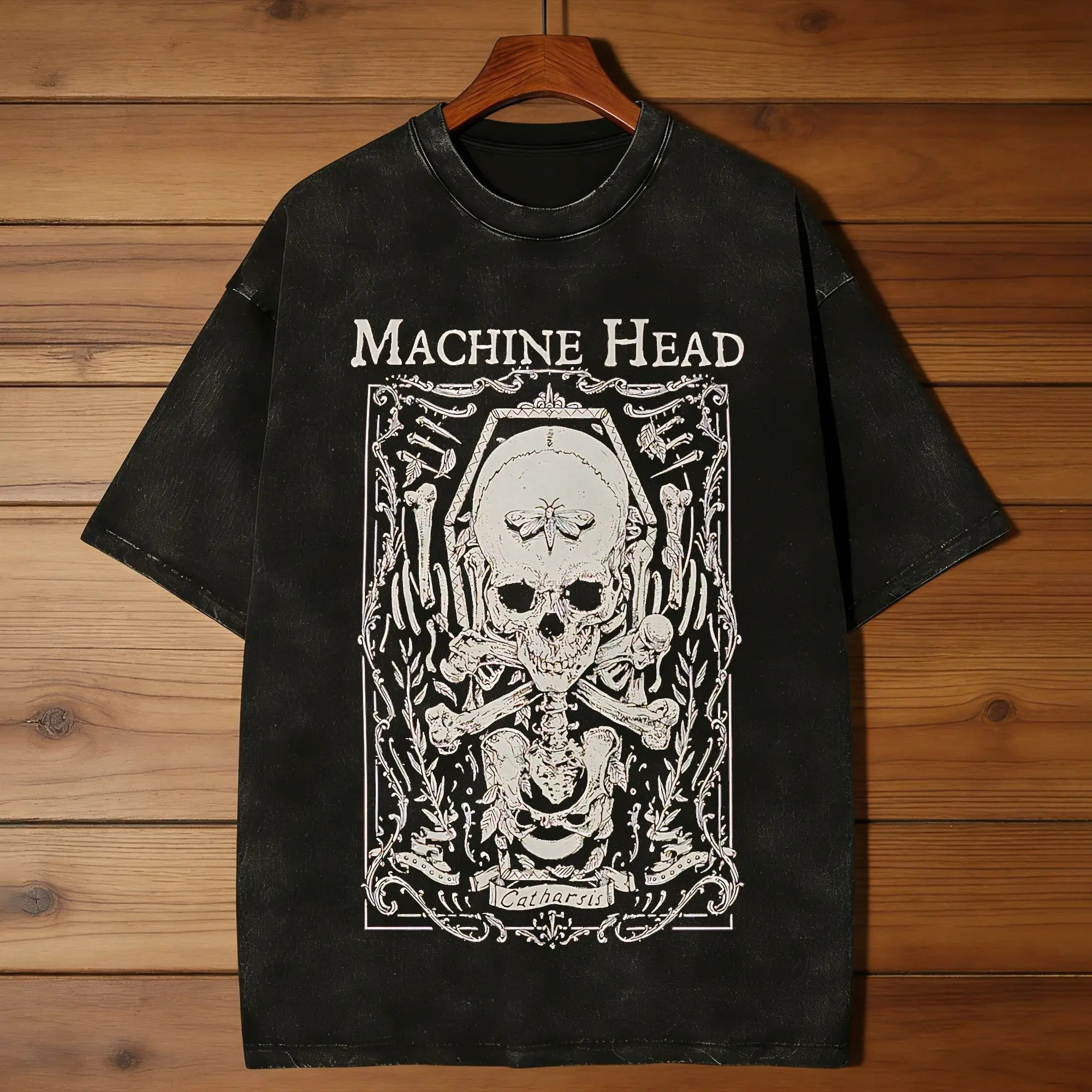 Machine Head Band Washed T Shirt Man  Streetwear Cotton T Shirts Summer Comfortable Trendy Cool Tee Shirt Design Oversize Tops