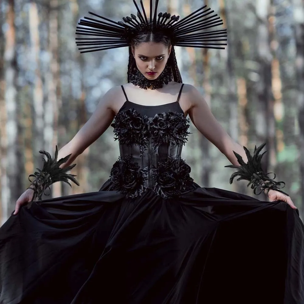Retro Halloween Feather Gloves Embroidery Gothic Sequins Feather Lace Gloves Cuffs Dark Women Halloween Arm Sleeves Ball