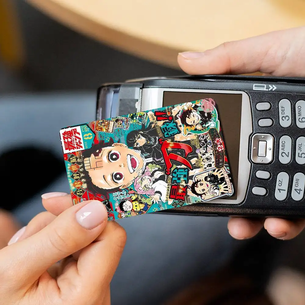 D-Demon Slayer Game Anime Sticker Film Skin Cover Case For Small Large No Chip Debit Credit Card Front Side