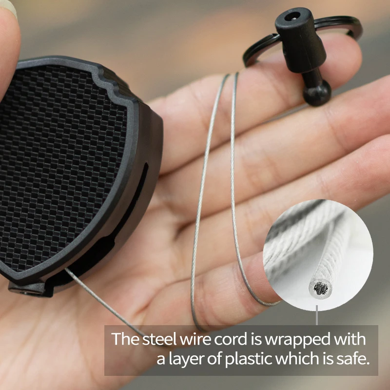 Locking Retractable Keychain with Belt Clip Steel Wire Rope Tactical Anti Lost Pull Recoil Return ID Holder Reel Badge Keys Ring