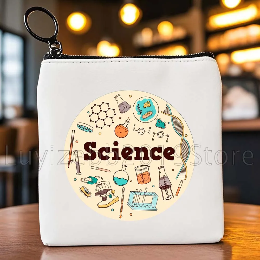 Geschenk für Naturwissenschaften, Schule, Schüler, Lehrer, Biologie, Chemie, Physik, Wissenschaftler, Segeltuch, Münzgeldbörse, Tasche, Schlüsselaufbewahrung, Kartentaschen, Geldbörsen-Beutel
