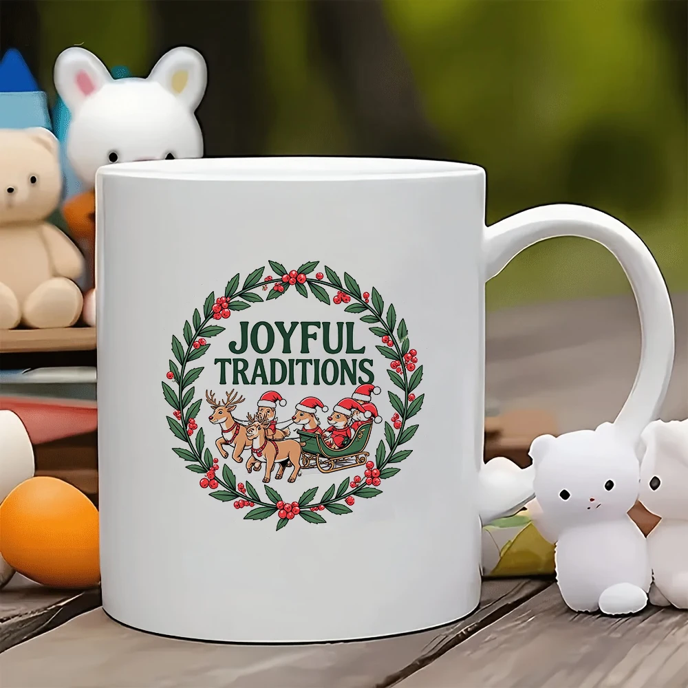 

11oz cartoon Santa Claus mug + festive Christmas hat animal cup perfect family gift for kids office and holiday celebrations