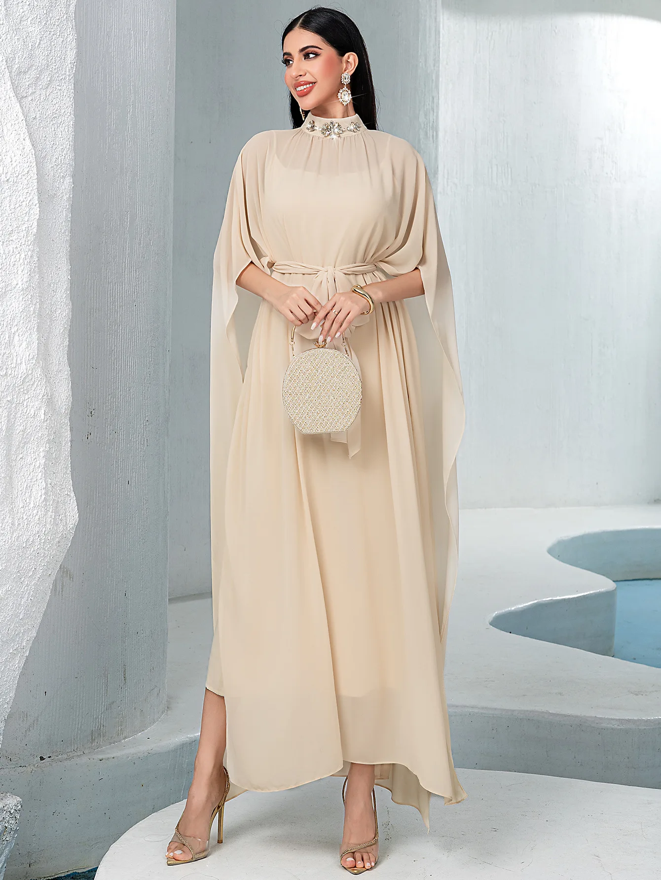 

Dubai Luxury Abaya Muslim Matching Set for Women Evening Dress Diamonds Kaftan Turkey Robe Islam Clothing Caftan Marocain Femme