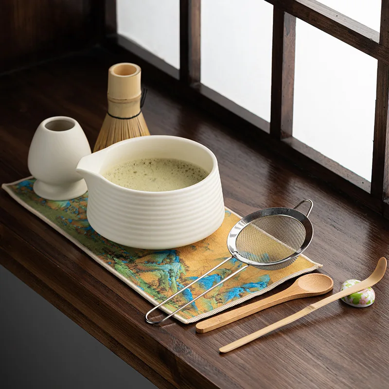 

Traditional Japanese Matcha Set - Complete Matcha Tools Kit with Bowl, Chasen Bamboo Whisk Holder, Authentic Matcha Accessories