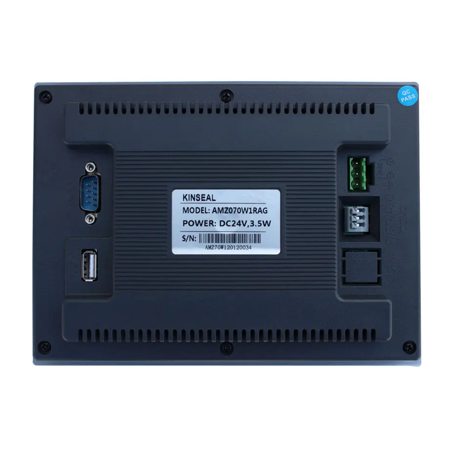 Écran tactile de 7 pouces série HMI AMZ W01 avec ports DB9 RS232/RS485, interface homme-machine