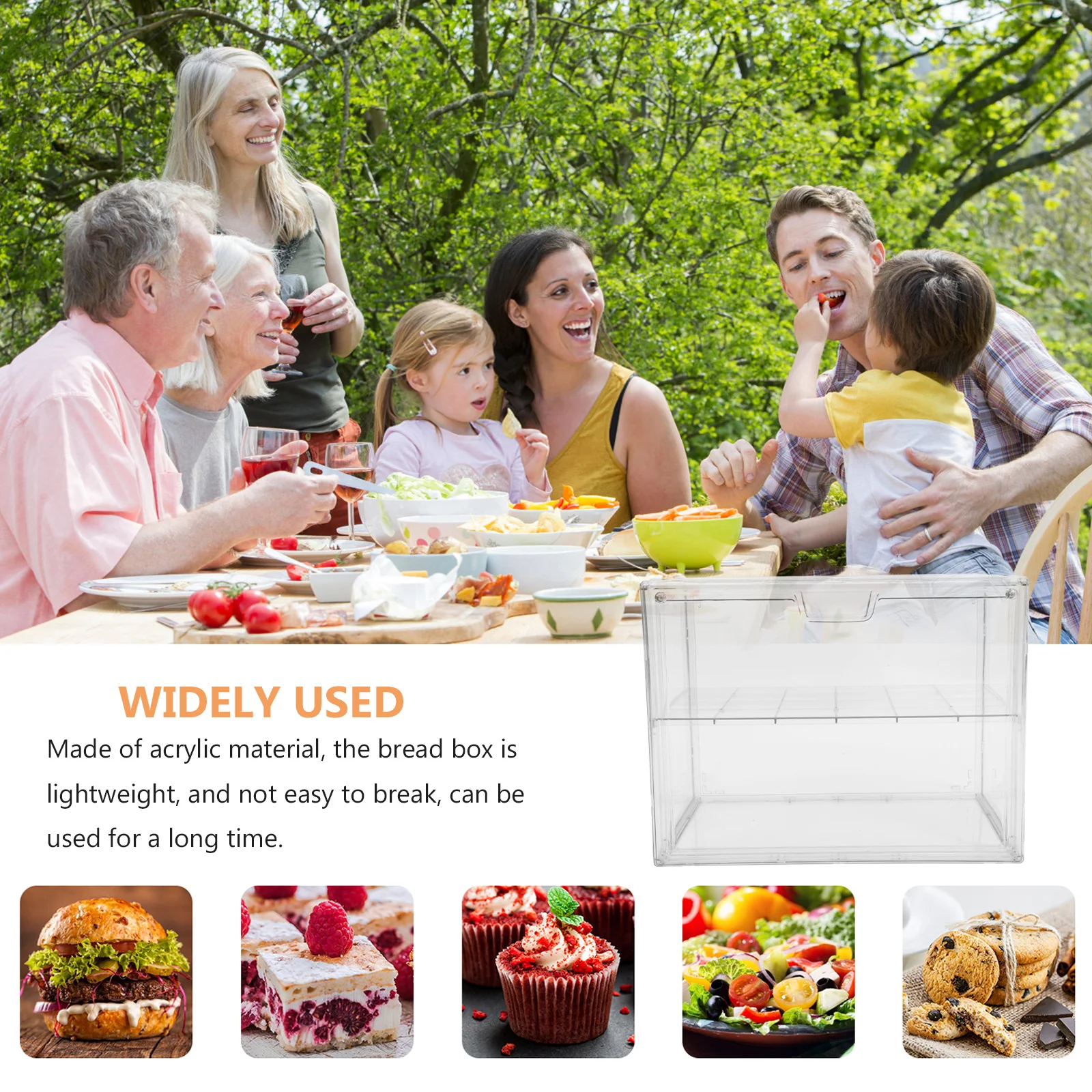 

Double Layer Clear Acrylic Bread Box Kitchen Countertop Storage Container Bread Keeper Freshness Organizer for Bakery Home Shop