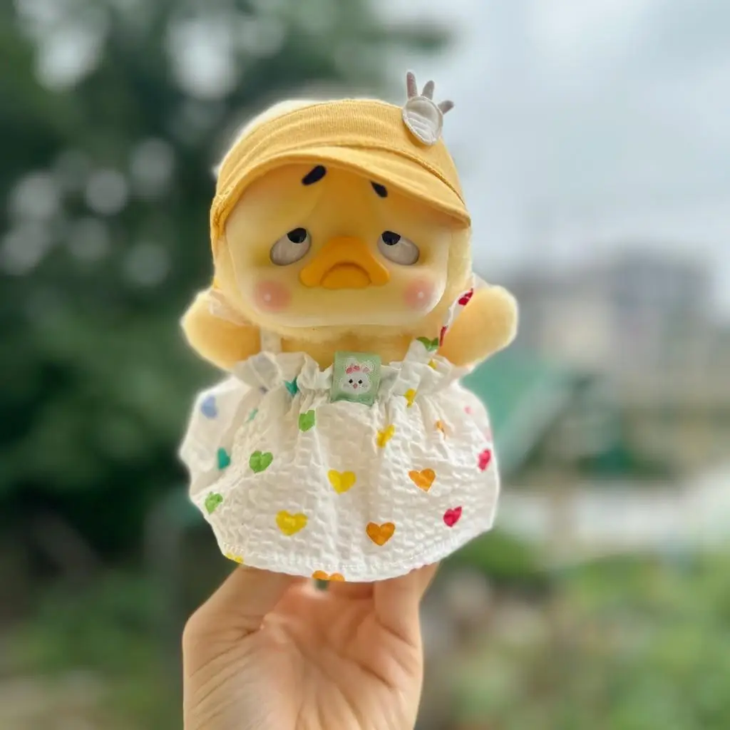 For 15CM Upset duck clothes cute little yellow duck love skirt cap set spot cute