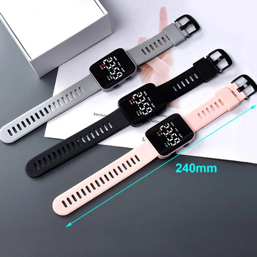 Elektroniczny zegarek LED Luminous Life wodoodporna kwadratowa tarcza sport cyfrowy nadgarstek zegarek dla ucznia