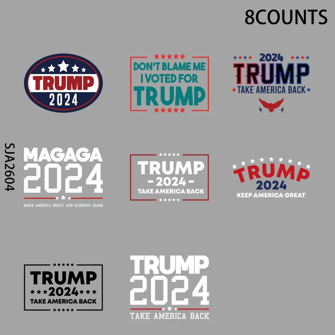 8pcs Trump 2024 UV DTF Cup Stickers, Waterproof Sticker Pack for Decorating Mugs, Cups,DIY Art Supplies