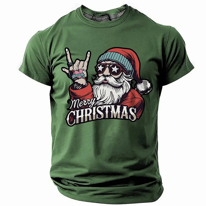 Cartoon Santa Claus Pattern T Shirt For Men Cool Christmas 3D Printed Tees Summer Casual Short Sleeve O-Neck Tops Loose T-Shirts