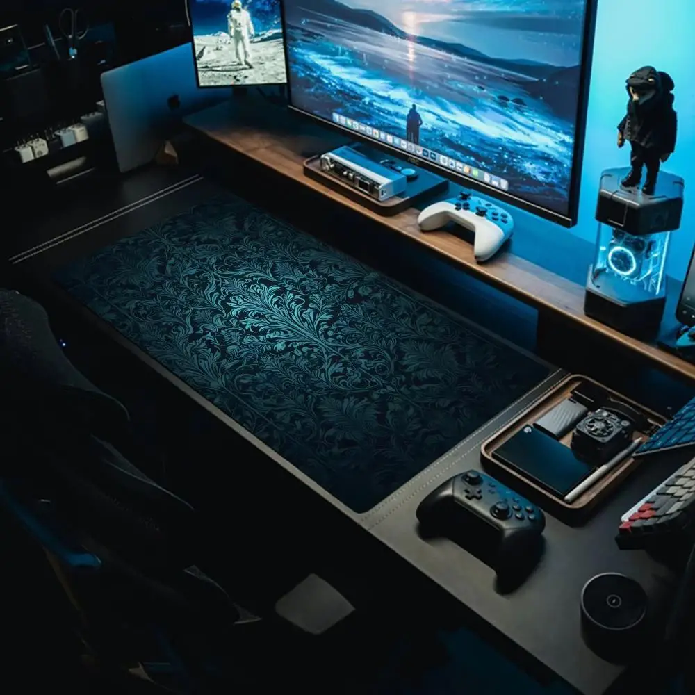 

Blue and green retro patternMouse Pad Large Gaming Mouse desk mat Pad Keyboard Gamer Rubber Anti-wrinkle Non-slip Bo