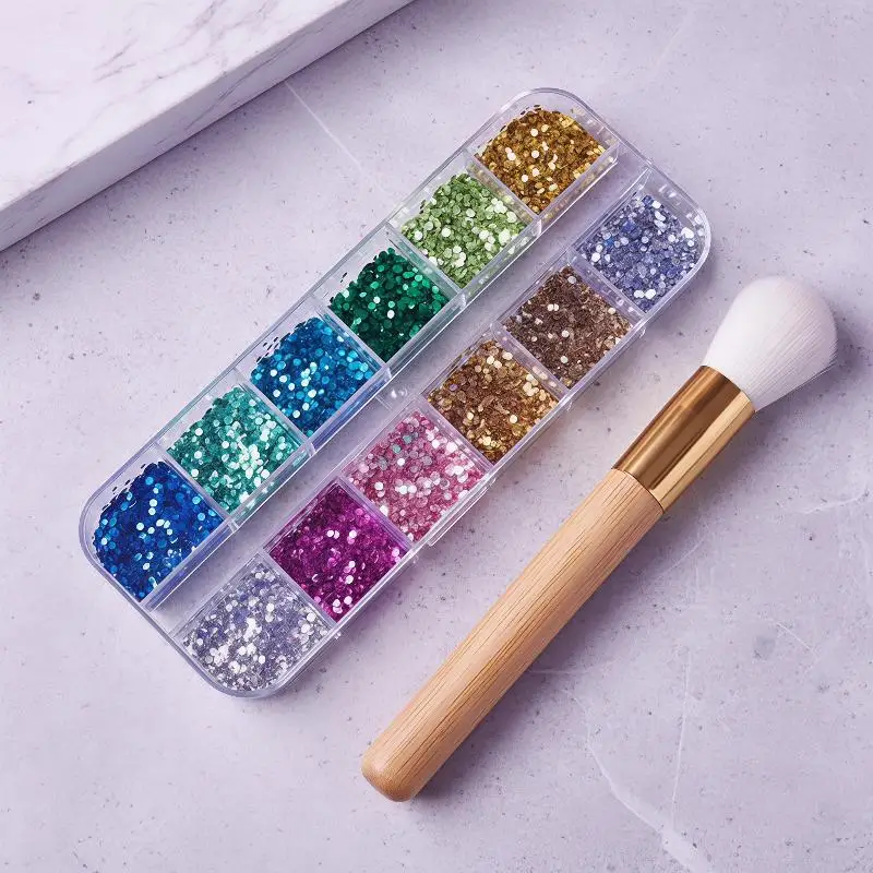 1 Set Sparkly Irregular Nail Flakes 12 Grids Holographic Glitter Nail Art Sequins Mermaid Makeup Manicure Decorations