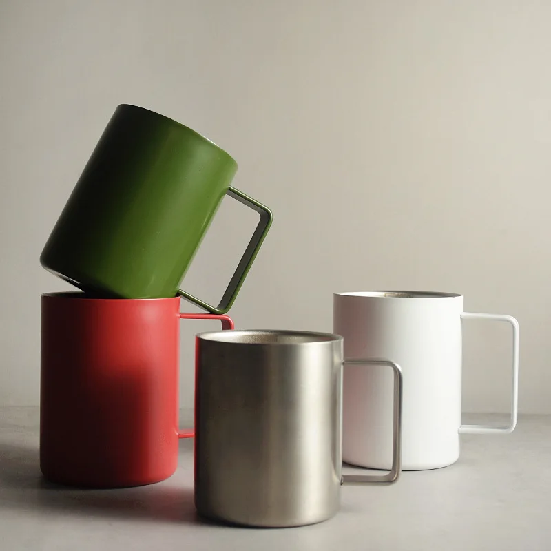 

316 mug Coffee mug Water cup Double ironing proof with handle High profile level cup graduated thermos cup