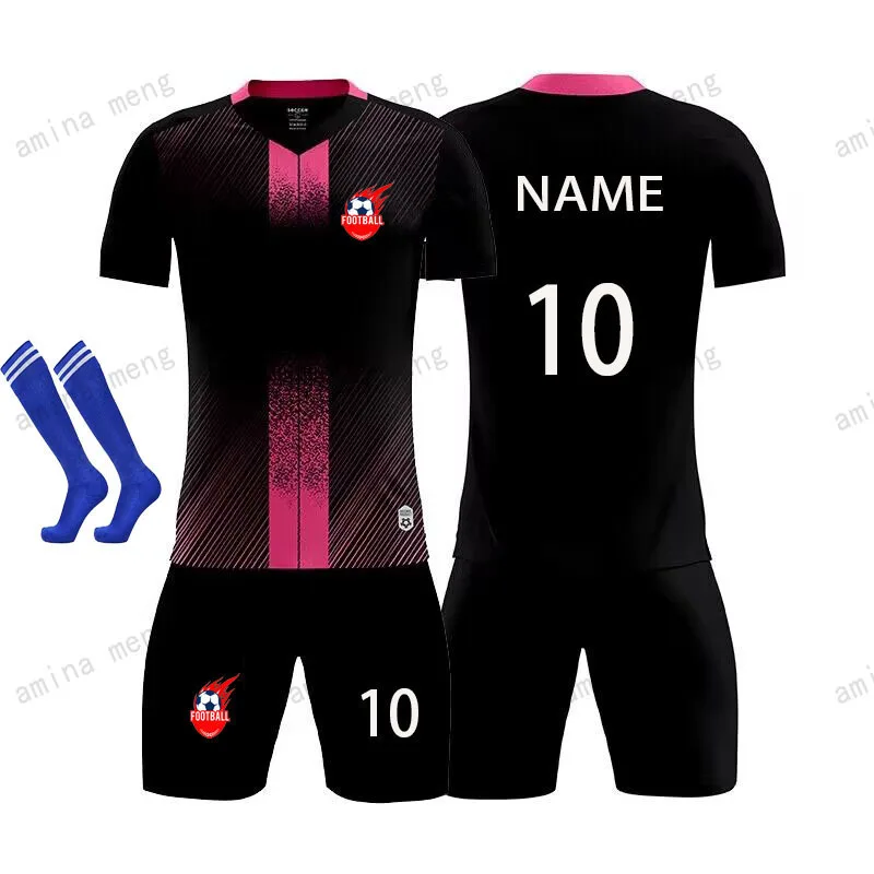 DIY Adult Kids Football Jerseys Sets Men Boys Soccer Kit Sport Clothes Survetement Football Uniforms Soccer Training Tracksuit