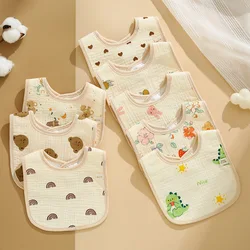 Waterproof Baby Feeding Drool Bibs Soft Cotton Gauze Snap Button Burp Cloths Print Pattern Infant Saliva Towel Baby Bibs