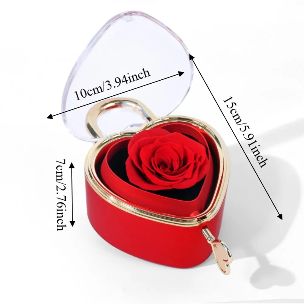 Rotation Heart-shaped Padlock Jewelry Box Luxury Soap Rose Flower Finger Ring Box Ring Display Dustproof - view 6