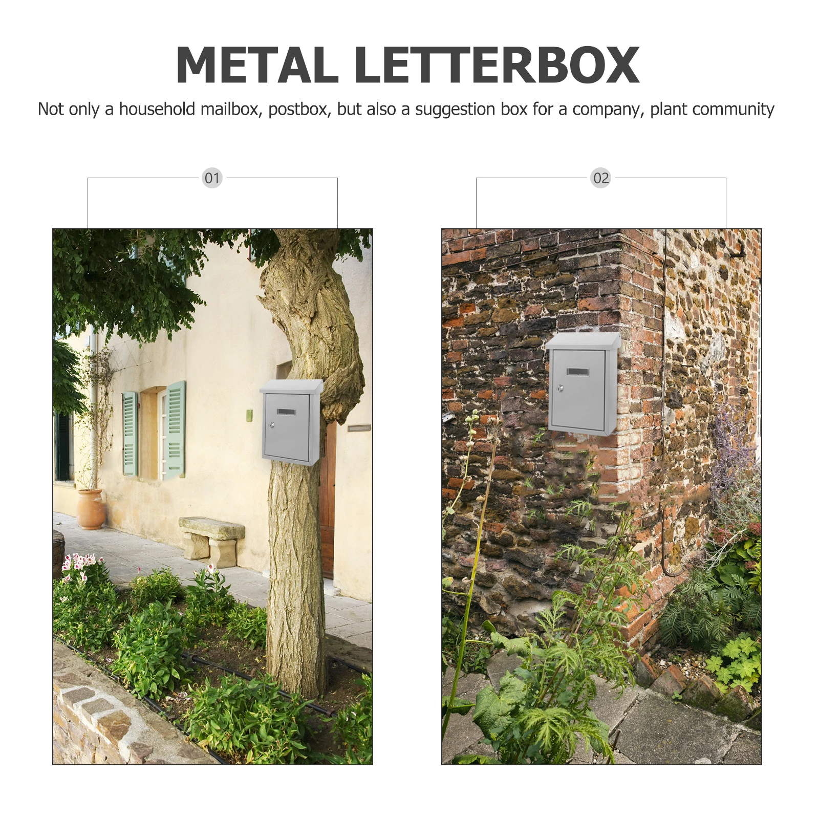 

Stainless Steel Vintage Mounted Durable Metal Letter For Home Garden Outdoor Retro Style Post Large Capacity Space-Saving