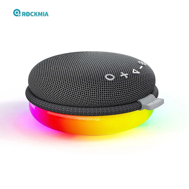 Rockmia  EBS-310 Mini Portable RGB Speaker With Fabric Mesh Handle Bluetooth 5.3 Outdoor Waterproof  IPX4 Stereo Music Box