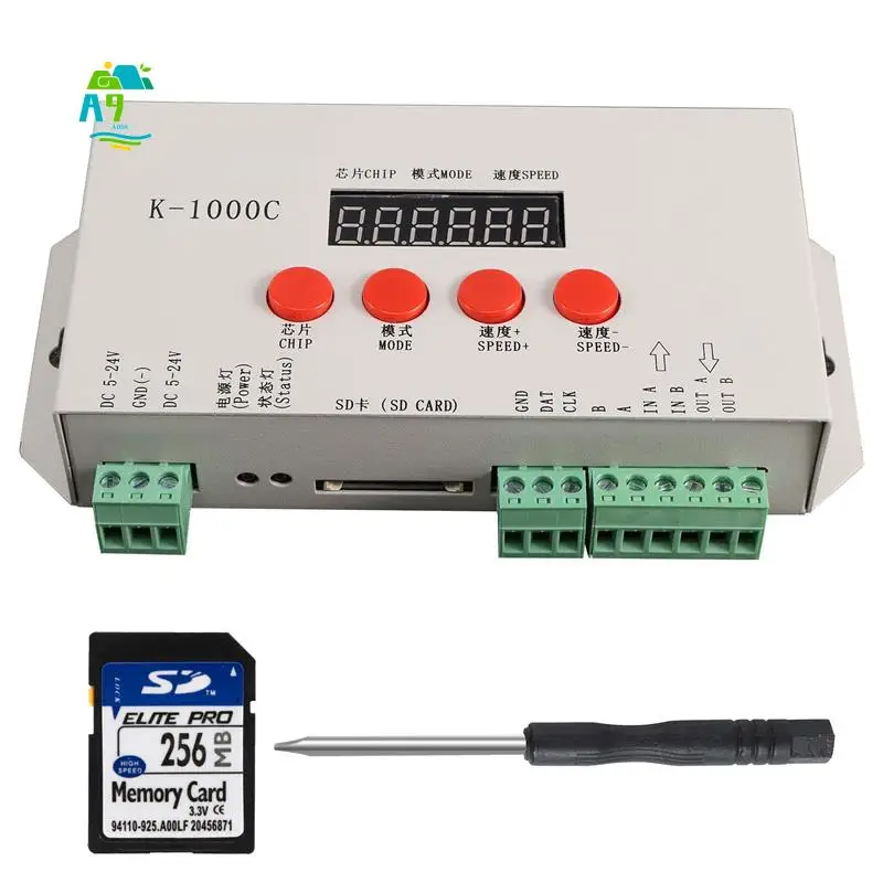 A09E-K-1000C Controller K1000C WS2812B WS2811 APA102 T1000S WS2813 LED 2048 Pixel Program Controller DC5-24V