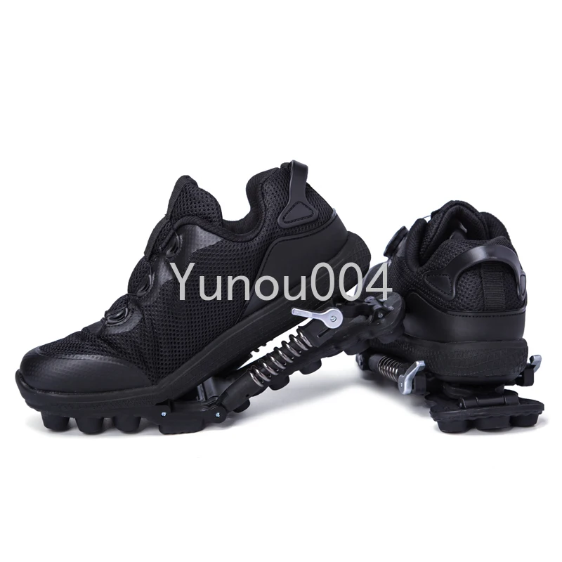 Mechanical Shoes with Steel Spring Wire Shoelace, 2 in 1 Sports Shoes, Shock Absorption Shoes