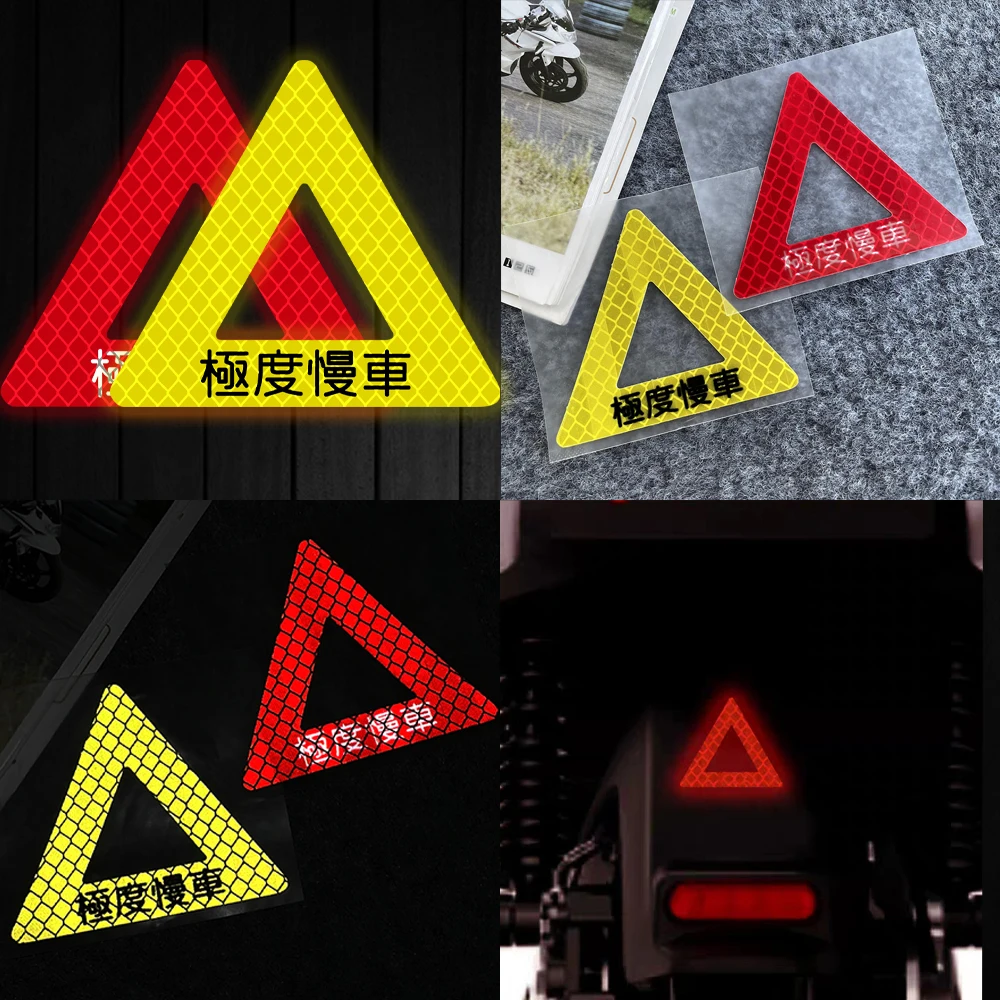 JDM SPEEDHUNTERS Strongly Reflective Triangle Safety Warning Stickers Decor Motorcycle Scooter Body Helmet Accessories Decal