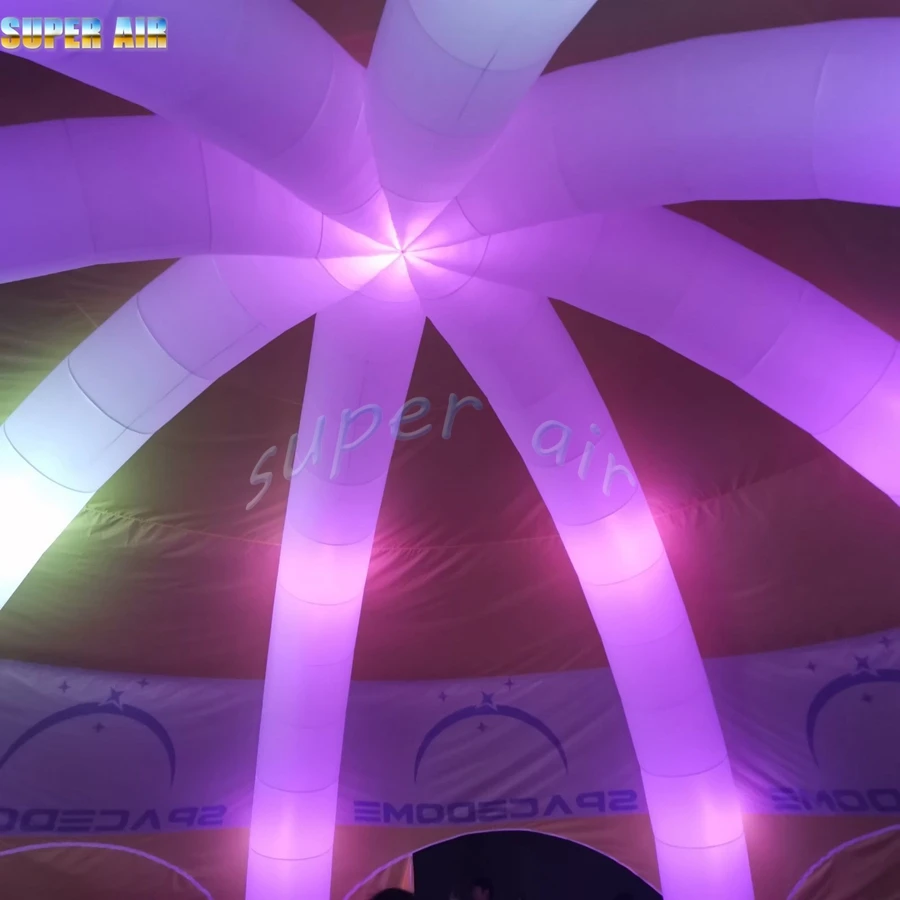 Colorful LED lighting 12m diameter inflatable spider tent with eight legs and customization logo for rental