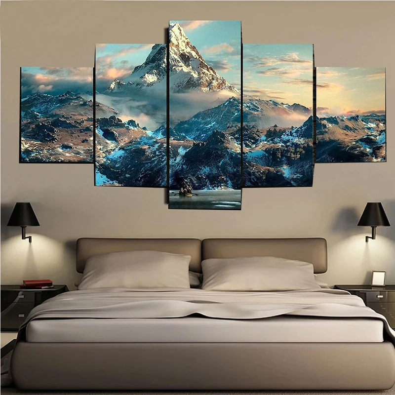 5Panel Diy Natural Scenery Poster Art Diamond Painting Mountains clouds Cross Stitch Embroidery Full Drill Home Decor PP2450 002