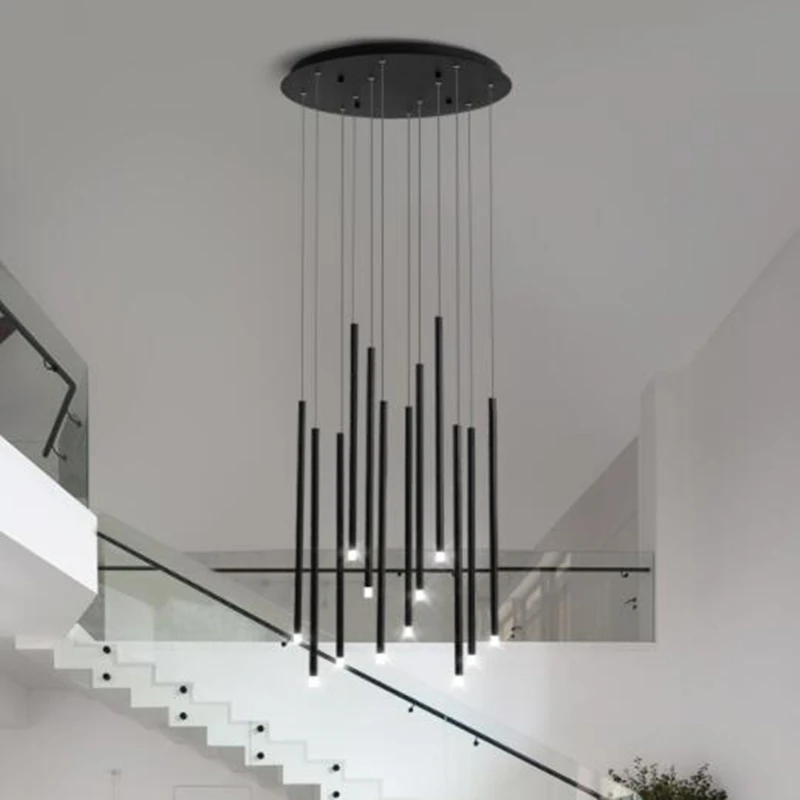 Minimalist Gold Led Chandeliers Light Modern Home Deco Staircase Hanging Lamp Loft Chandelier Industrial Indoor Lighting Lustres
