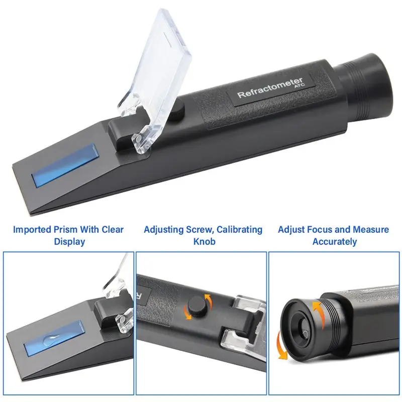 AEE2-Refractometer Beer Brix Wort Sugar Alcohol Meter 0-30%1.000-1.120 SG Specific Gravity Handheld Tool Hydrometer Tester