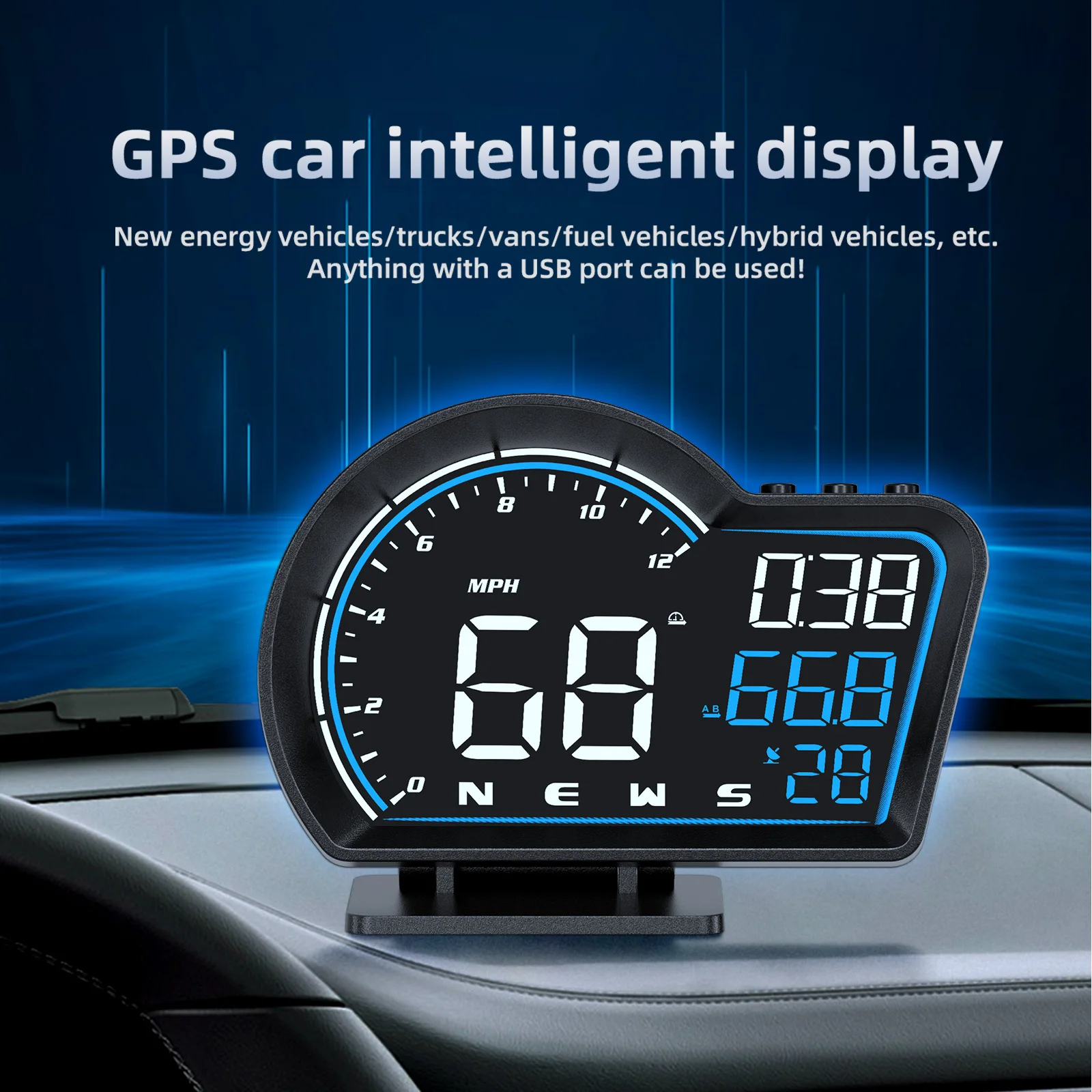 

HD G16 GPS HUD Speedometer Head Up Display Speed meter Odometer Overspeed Security Alarm Car Accessories For All Car