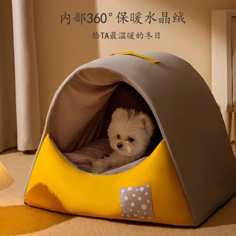 Dog Kennel for All Seasons, Removable and Washable Cat Kennel, Teddy Small Dog Winter Warm Enclosed Pet Winter Dog House