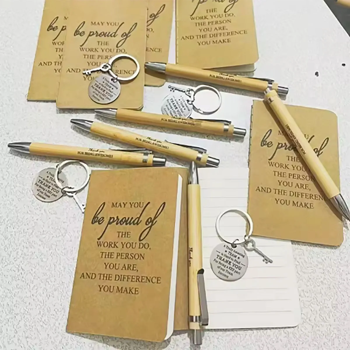 1 مجموعات الموظف التقدير الهدايا السائبة عيد الميلاد شكرا لك أجهزة الكمبيوتر المحمولة ملهمة الخيزران أقلام سلاسل المفاتيح ل زميل العمل ممرضة ﻿