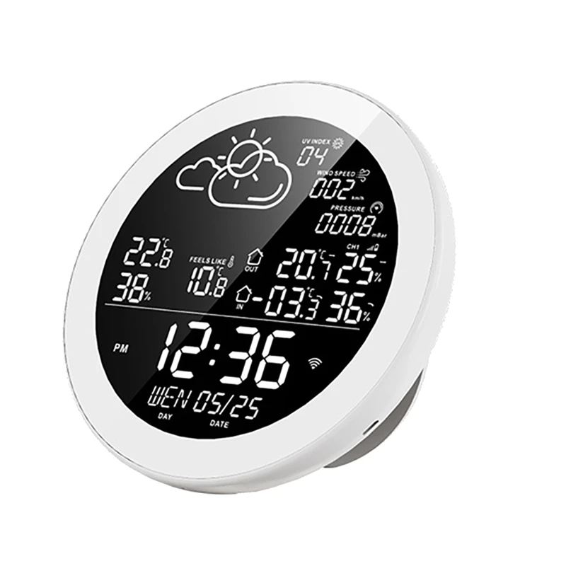 Retail Tuya Wifi Smart Weather Station With Clock Temperature & Humidity Meter Color Screen Weather Clock Temp Gauge