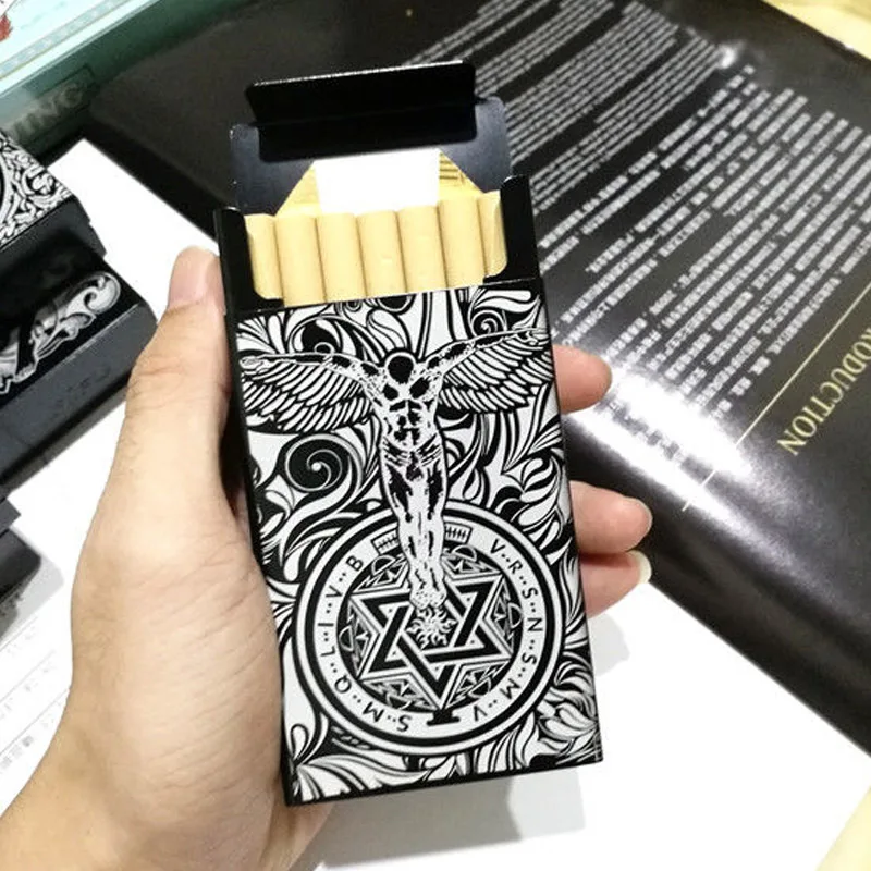 Unique Aluminum Alloy Cigarette Case Slide Cover Portable Pocket Cigaret Pack 20 Cigarette Boxes Man Smoker Gift