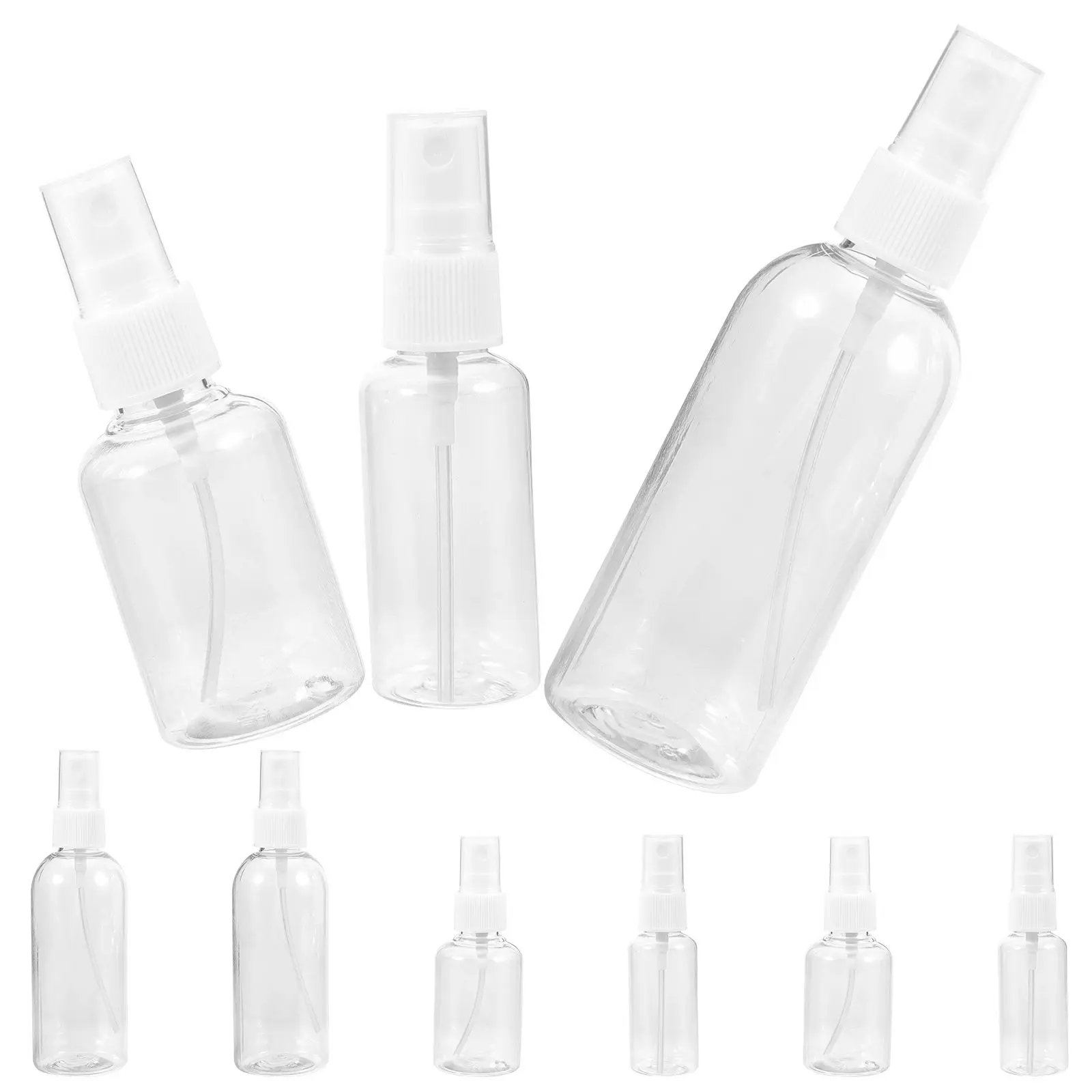 

9Pcs Portable Refillable Spray Bottles Clear Body Leakproof Travel Spray Bottle Set Small Empty Travel Containers for Essential