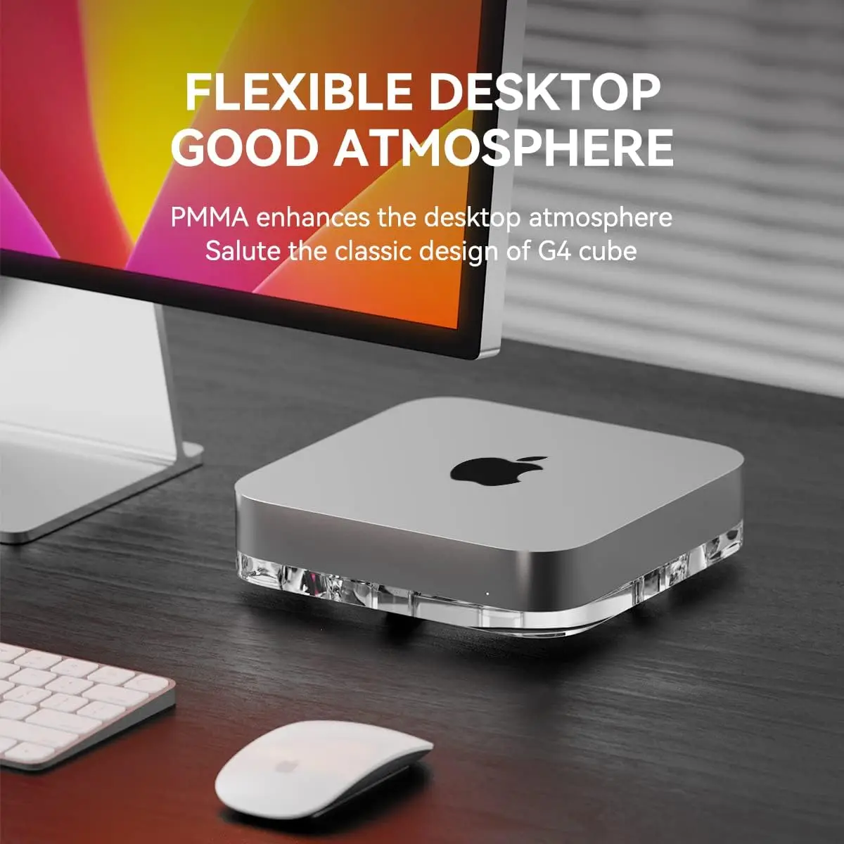 Imagem -04 - Desktop Stand para Mac Mini e Mac Studio 2-sided Pmma Transparente Dustproof Laptop Titular Acrílico de Refrigeração Dissipação de Calor Mount
