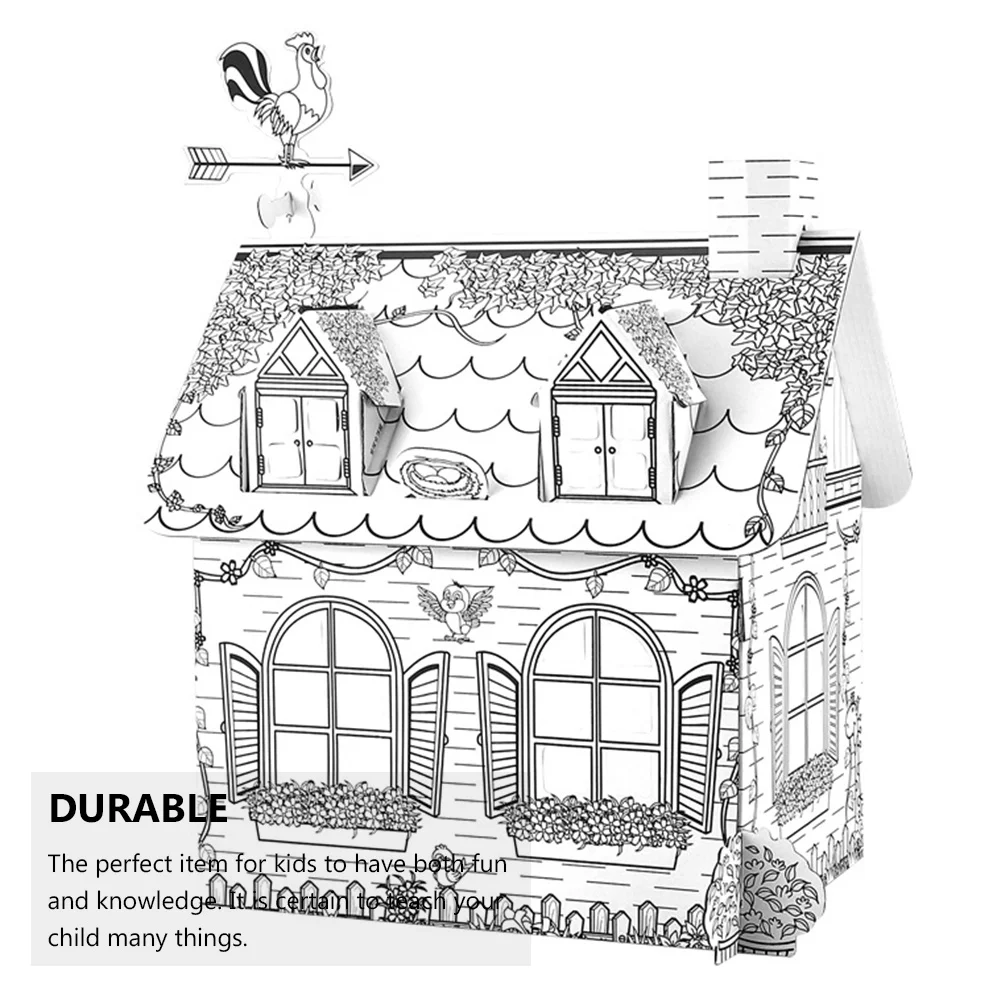 

1 комплект, креативный DIY цветной наполнитель, собранный 3D-головоломка в форме виллы для детей, живопись, граффити, образовательная бумажная головоломка