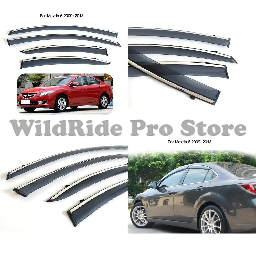 1 set specifically designed for Mazda rain visor Mazda 6 Window Visor chrome trim stainless steel decorative strip